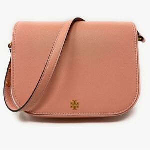 🆕 Tory Burch Emerson Women's Saffiano Leather Crossbody Bag (Light Meadowsweet)